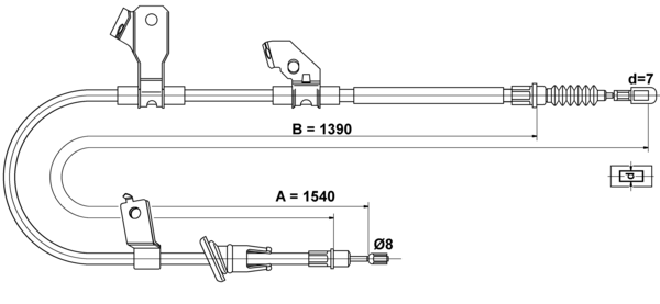 ATE Håndbremsekabel 24372721102 for MITSUBISHI