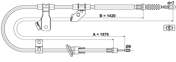 ATE Håndbremsekabel 24372721112 for MITSUBISHI