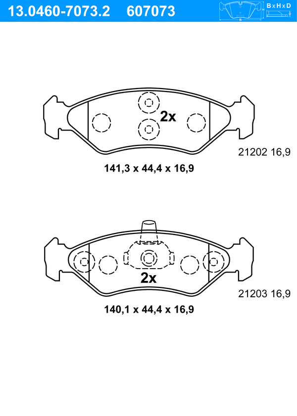 ATE Bremseklodser 13046070732 for FORD MAZDA