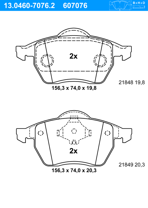 ATE Bremseklodser 13046070762 for FORD VAG