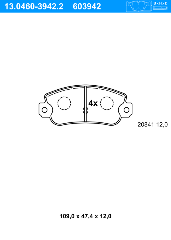 ATE Bremseklodser 13046039422 for FIAT