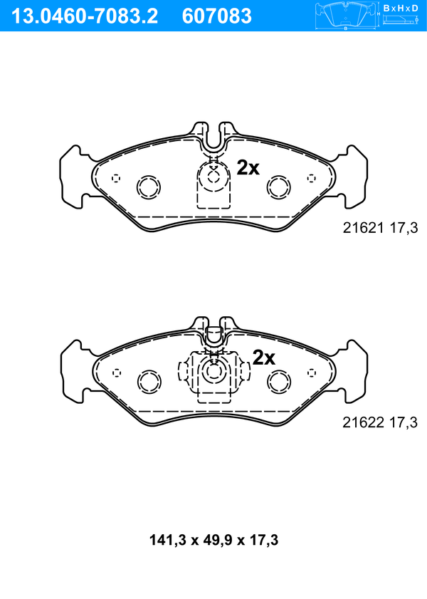ATE Bremseklodser 13046070832 for MERCEDES-BENZ VAG
