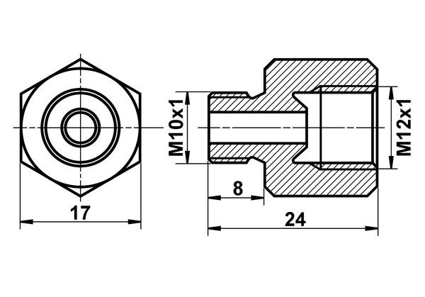 ATE Adapter, bremserør 03.3510-0300.1 for STEYR MERCEDES-BENZ