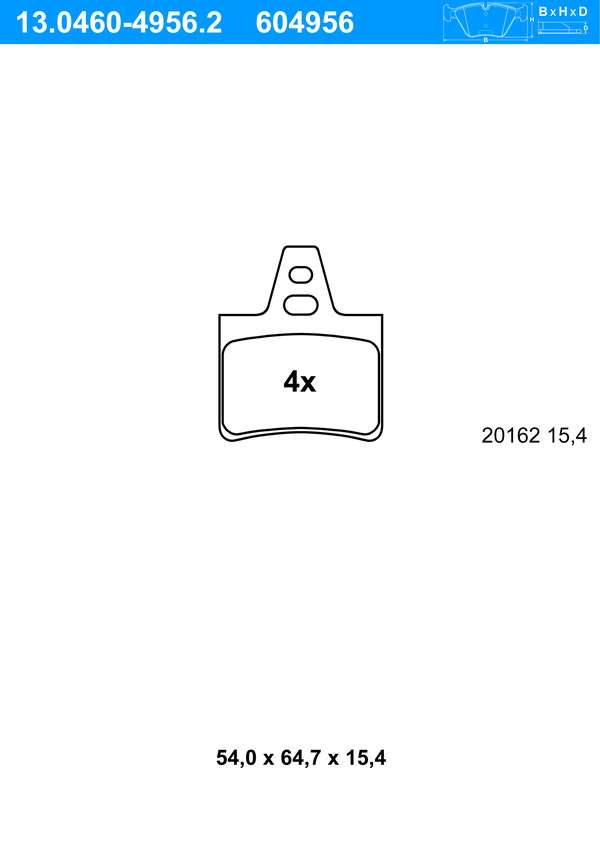 ATE Bremseklodser 13046049562 for CITROËN