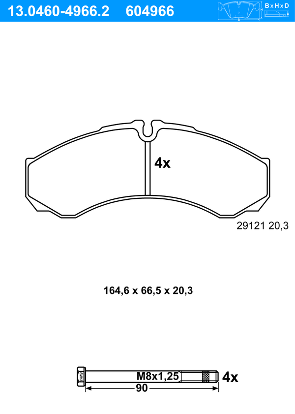 ATE Bremseklodser 13046049662 for IVECO
