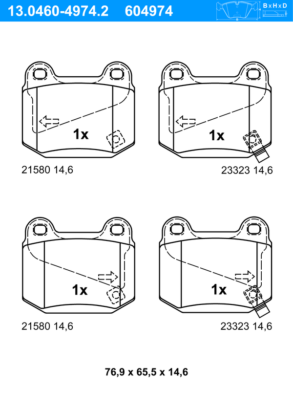 ATE Bremseklodser 13046049742 for NISSAN SUBARU