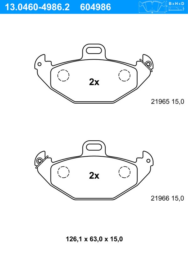 ATE Bremseklodser 13046049862 for RENAULT