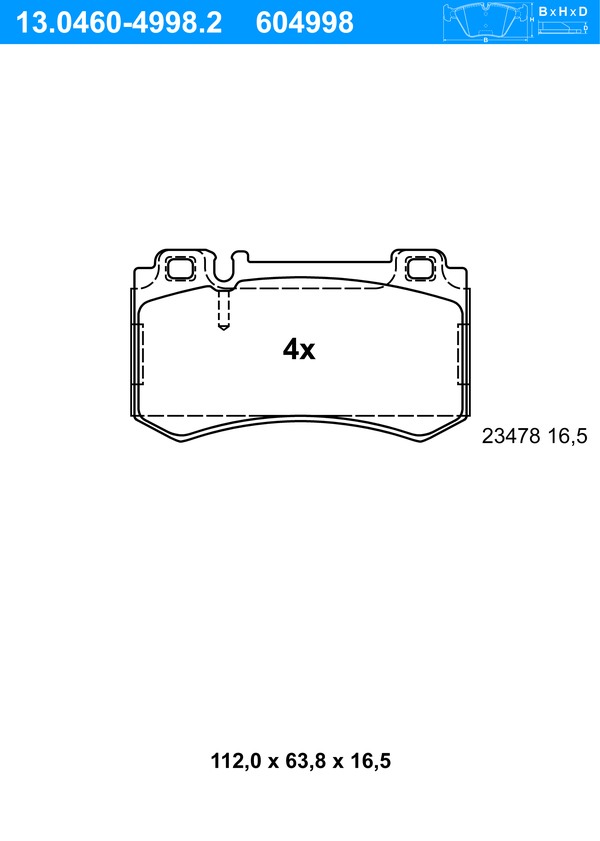 ATE Bremseklodser 13046049982 for MERCEDES-BENZ