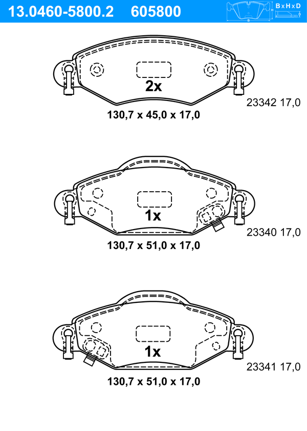 ATE Bremseklodser 13046058002 for TOYOTA