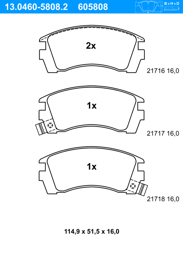 ATE Bremseklodser 13046058082 for NISSAN