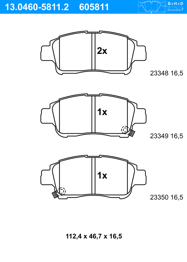 ATE Bremseklodser 13046058112 for TOYOTA