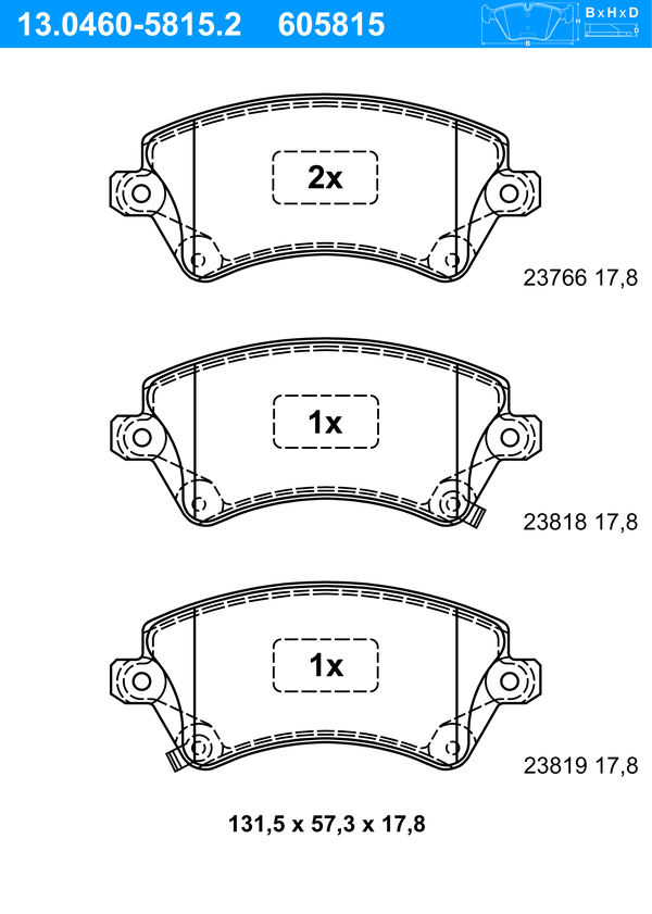 ATE Bremseklodser 13046058152 for TOYOTA
