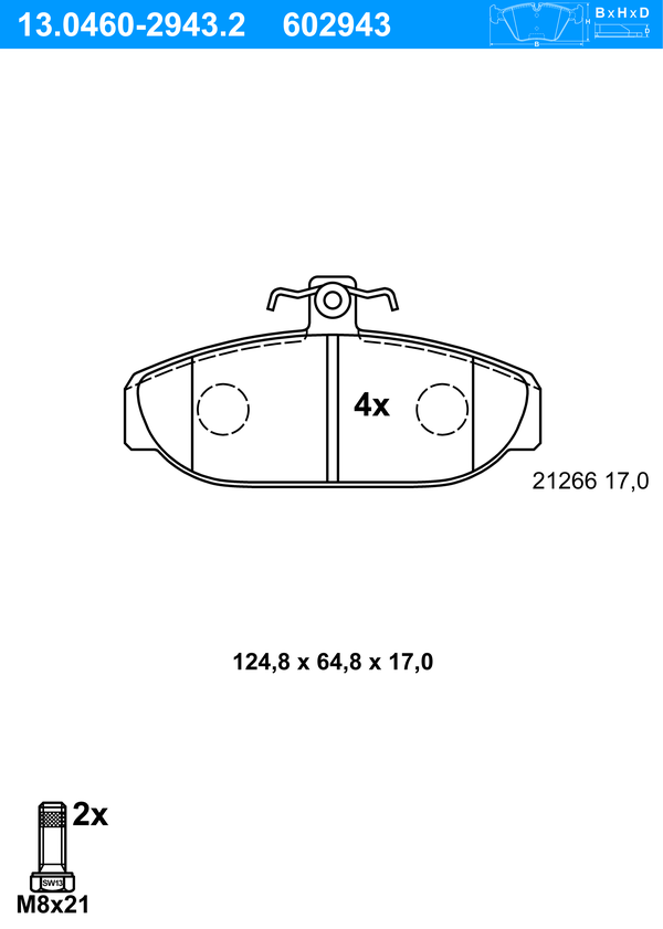 ATE Bremseklodser 13046029432 for VOLVO