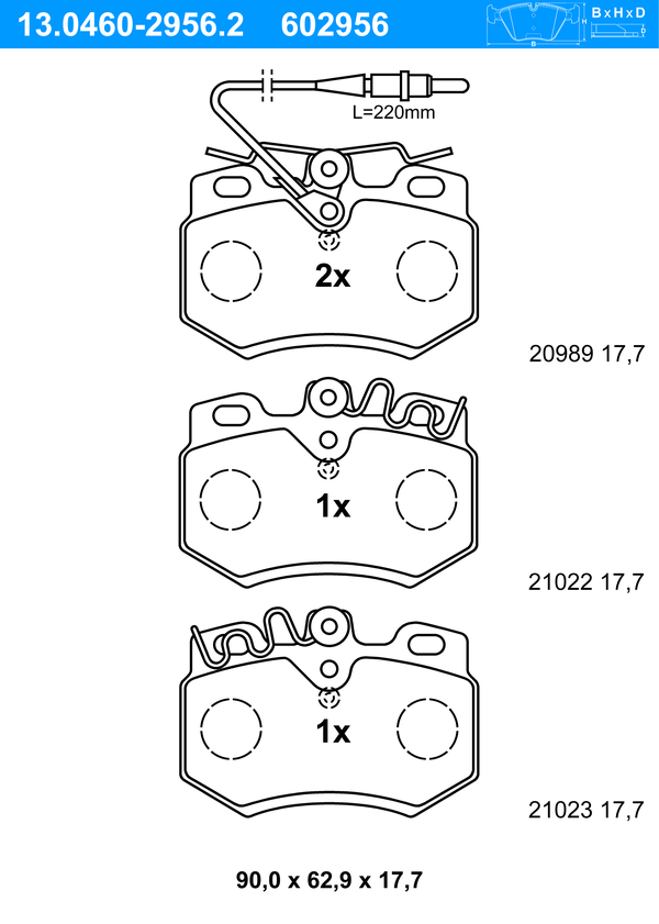 ATE Bremseklodser 13046029562 for PEUGEOT CITROËN