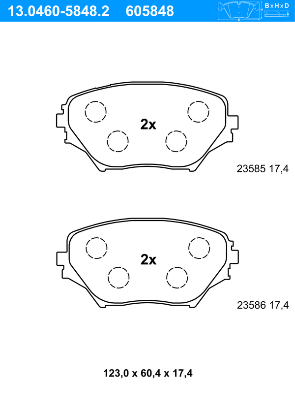 ATE Bremseklodser 13046058482 for TOYOTA