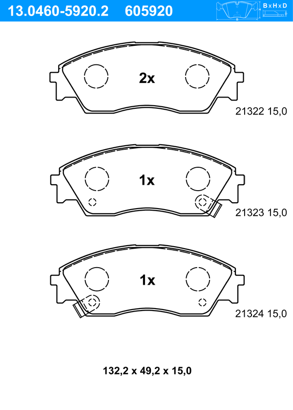 ATE Bremseklodser 13046059202 for HONDA