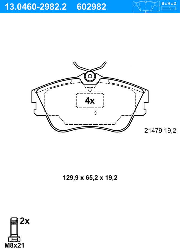 ATE Bremseklodser 13046029822 for VAG