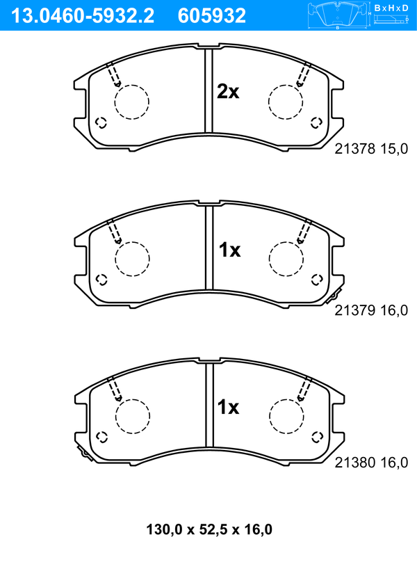 ATE Bremseklodser 13046059322 for FORD MAZDA
