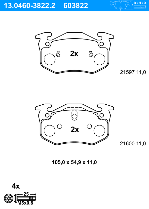 ATE Bremseklodser 13046038222 for RENAULT