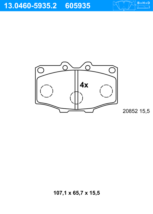ATE Bremseklodser 13046059352 for TOYOTA