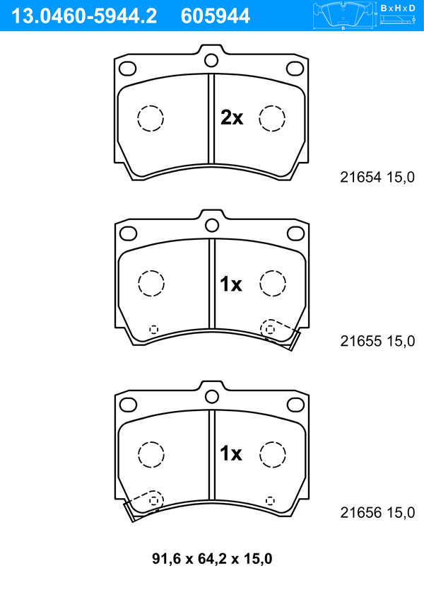 ATE Bremseklodser 13046059442 for MAZDA KIA