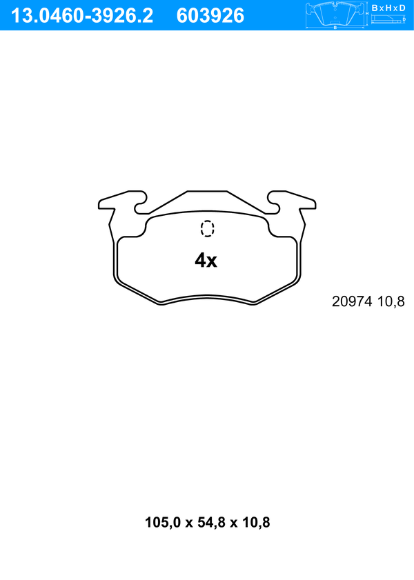 ATE Bremseklodser 13046039262 for RENAULT