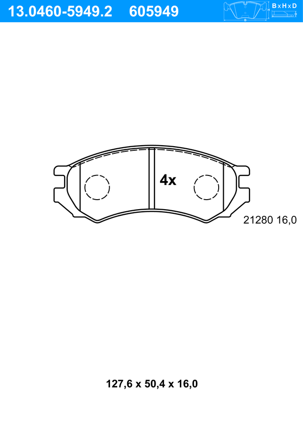 ATE Bremseklodser 13046059492 for NISSAN