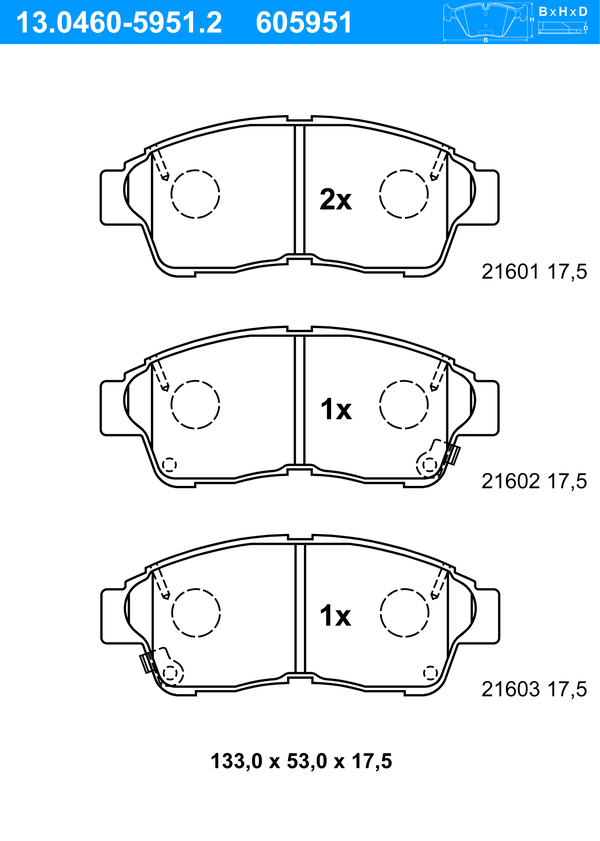 ATE Bremseklodser 13046059512 for TOYOTA