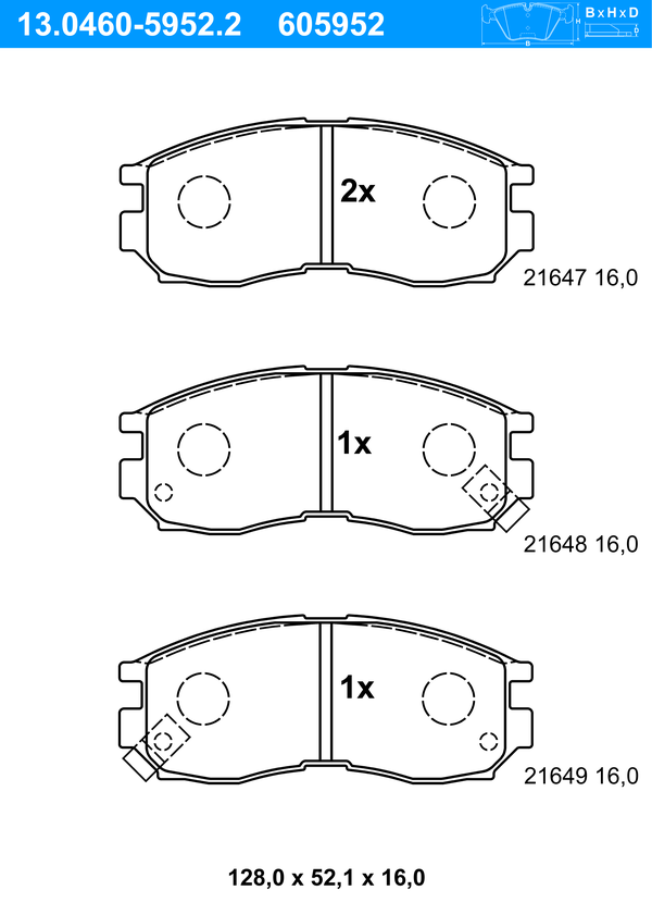 ATE Bremseklodser 13046059522 for PROTON MITSUBISHI