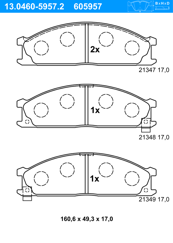 ATE Bremseklodser 13046059572 for NISSAN