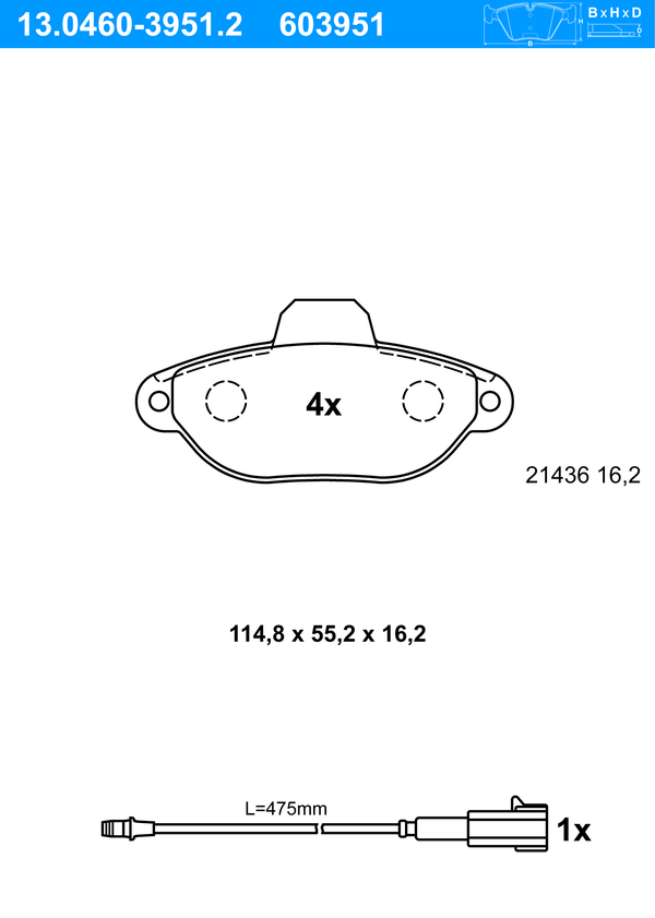 ATE Bremseklodser 13046039512 for FIAT