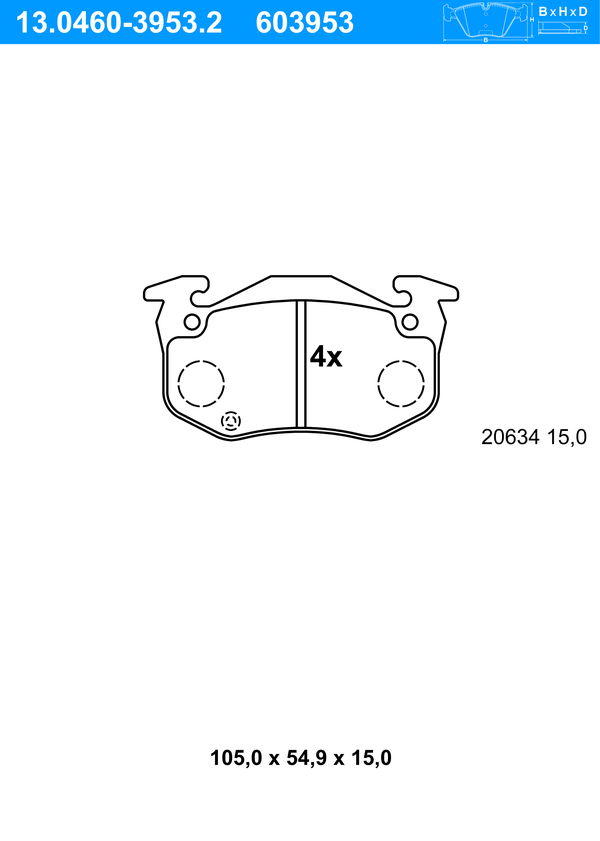 ATE Bremseklodser 13046039532 for RENAULT