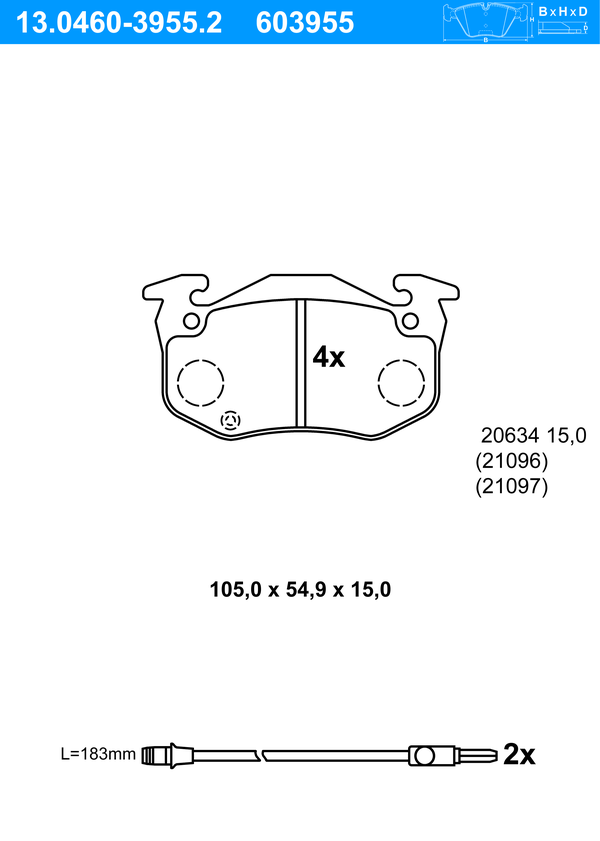 ATE Bremseklodser 13046039552 for RENAULT