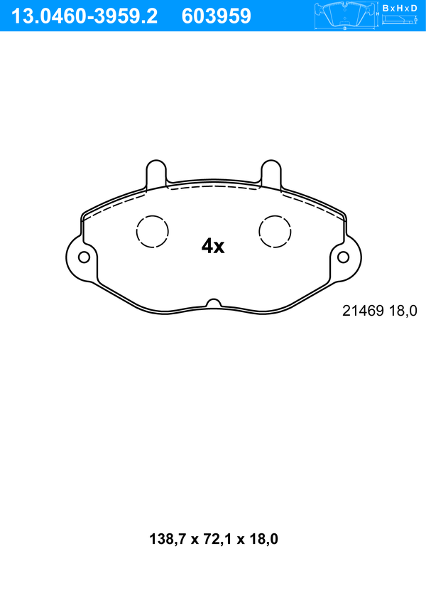 ATE Bremseklodser 13046039592 for FORD