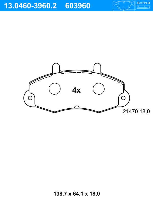 ATE Bremseklodser 13046039602 for FORD