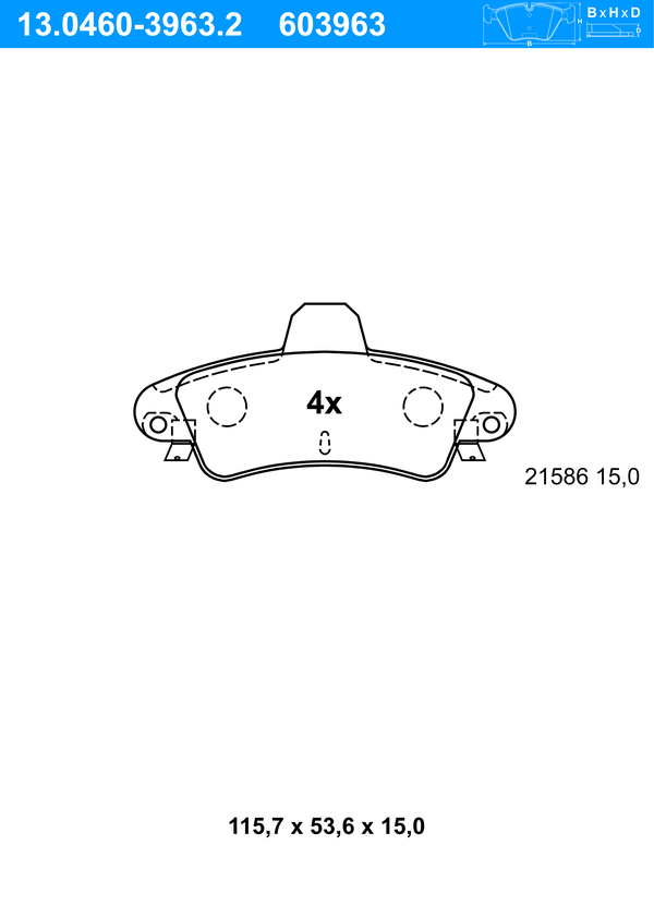 ATE Bremseklodser 13046039632 for FORD