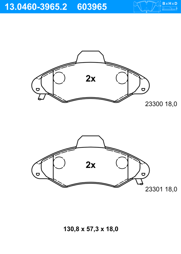 ATE Bremseklodser 13046039652 for FORD