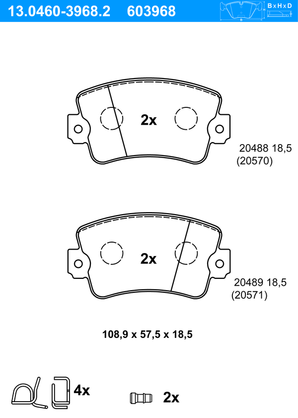 ATE Bremseklodser 13046039682 for RENAULT