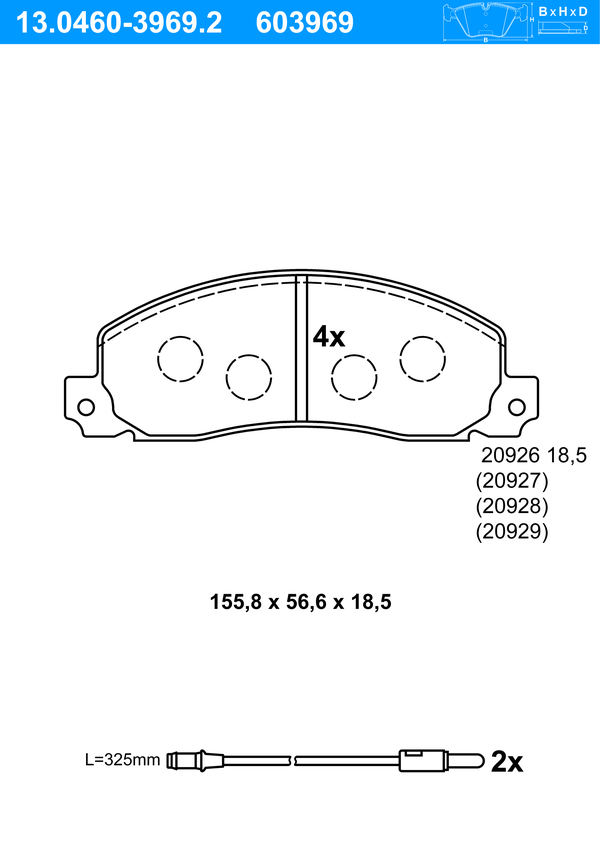 ATE Bremseklodser 13046039692 for VAUXHALL RENAULT