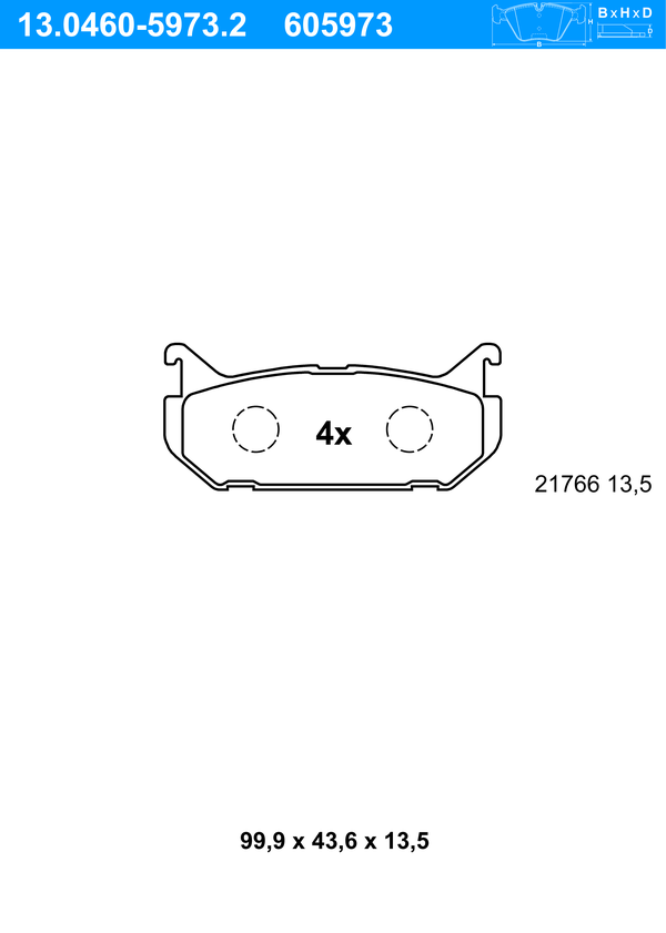 ATE Bremseklodser 13046059732 for FORD MAZDA