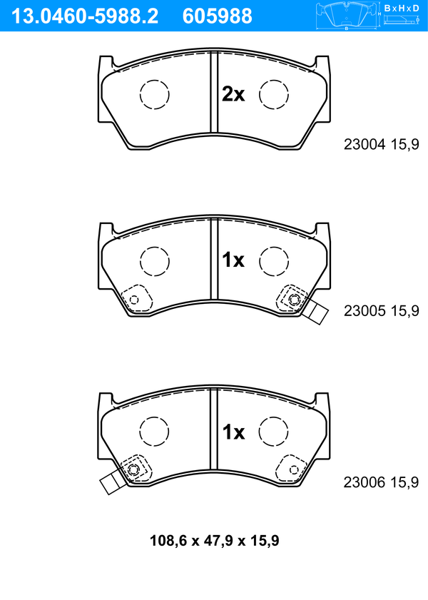 ATE Bremseklodser 13046059882 for NISSAN