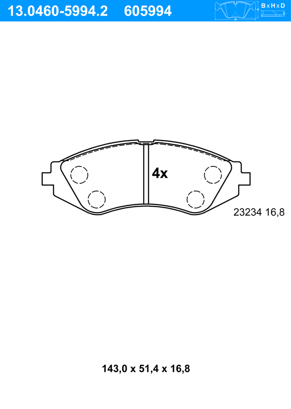 ATE Bremseklodser 13046059942 for DAEWOO