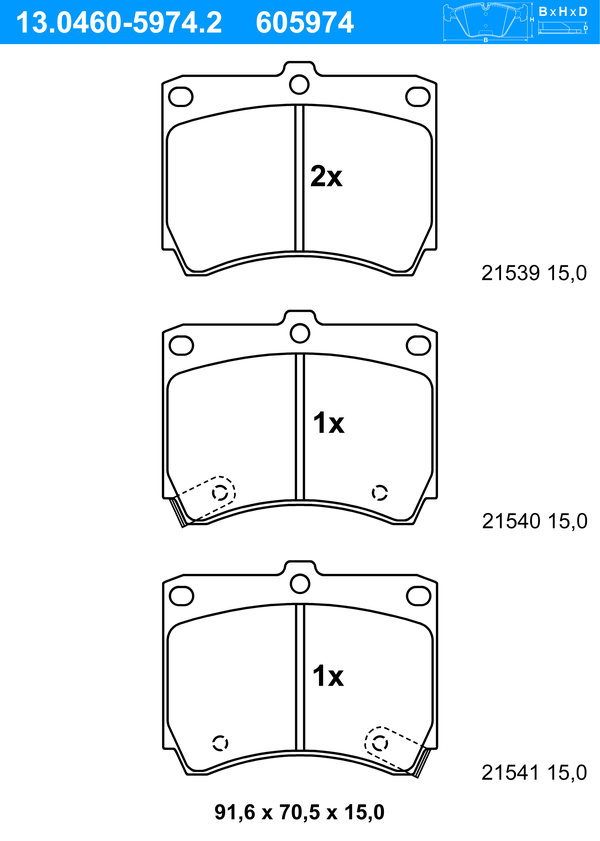 ATE Bremseklodser 13046059742 for MAZDA