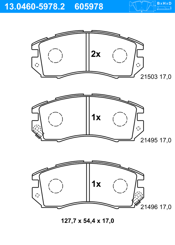 ATE Bremseklodser 13046059782 for SUBARU
