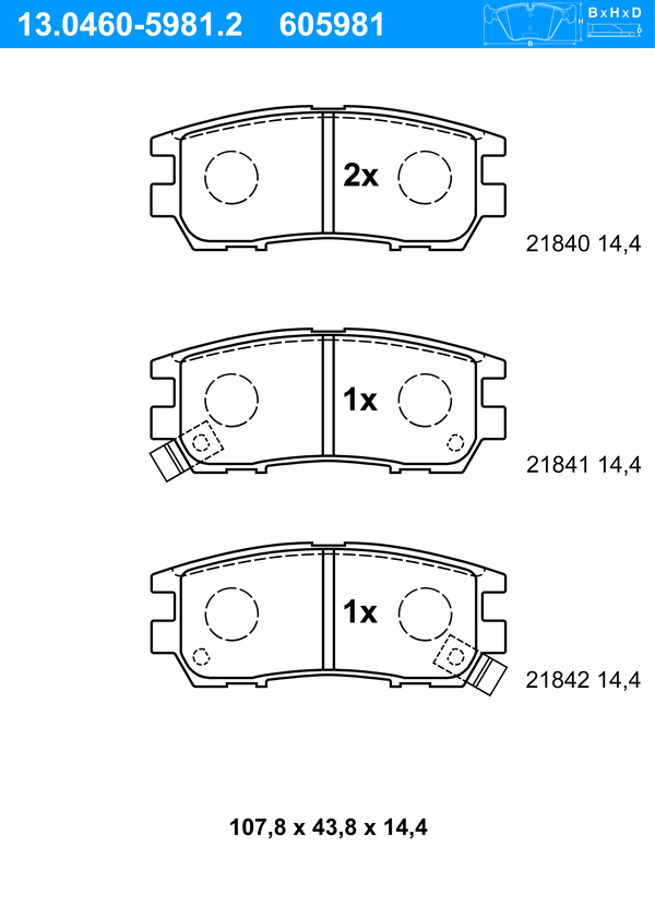 ATE Bremseklodser 13046059812 for MITSUBISHI