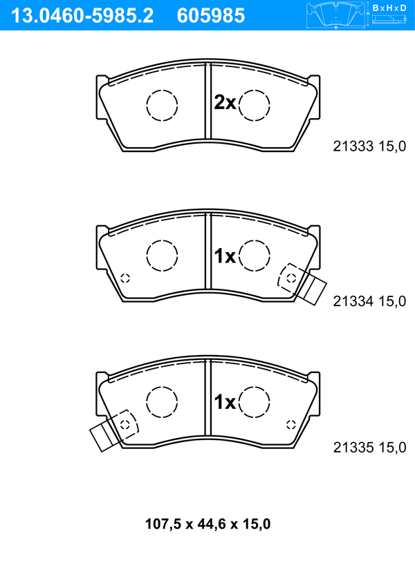 ATE Bremseklodser 13046059852 for SUZUKI