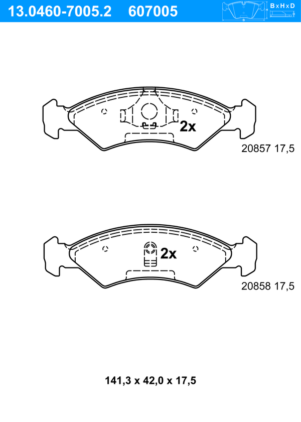 ATE Bremseklodser 13046070052 for FORD