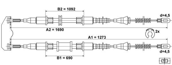 ATE Håndbremsekabel 24372707352 for VAUXHALL