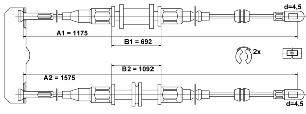ATE Håndbremsekabel 24372707422 for VAUXHALL