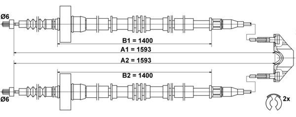 ATE Håndbremsekabel 24372707522 for VAUXHALL